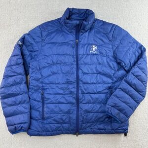 Ralph Lauren RLX Mens Large Blue Quilted Down Puffer Jacket Mock Neck Full Zip